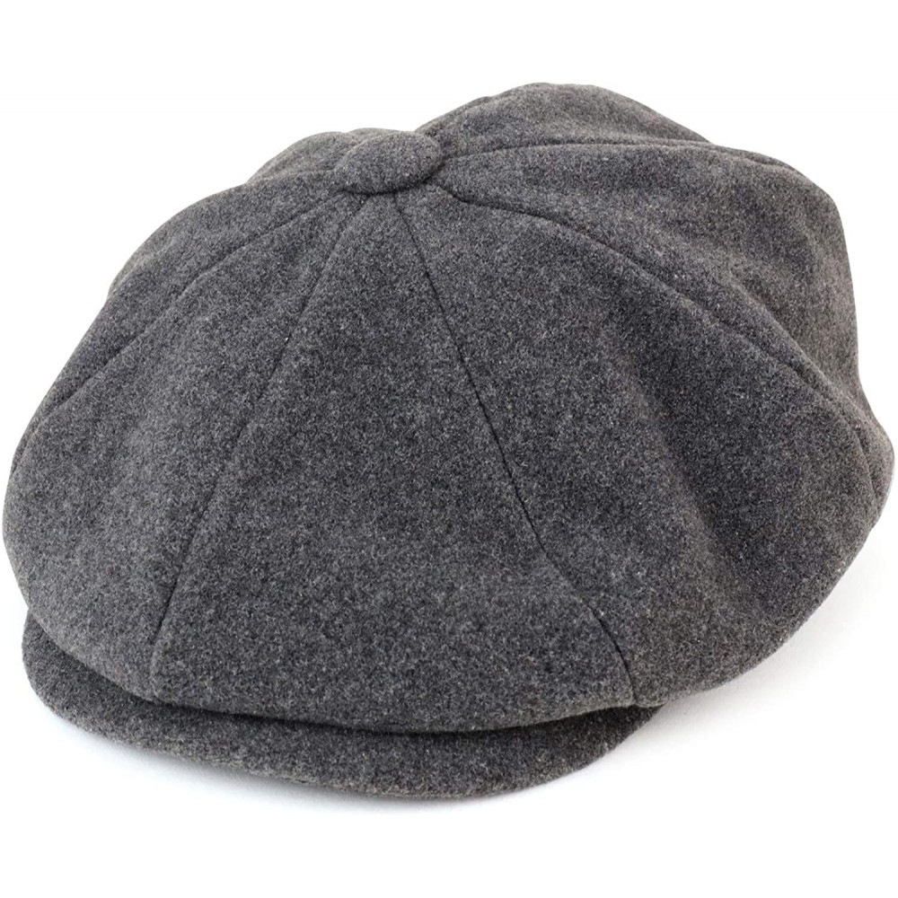 Newsboy Caps Men's Oversize XXL Wool 8 Quarter Satin Lined Winter Newsboy Cap - Charcoal - CM18IDQN5Z5 $36.74