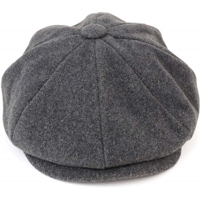 Newsboy Caps Men's Oversize XXL Wool 8 Quarter Satin Lined Winter Newsboy Cap - Charcoal - CM18IDQN5Z5 $36.74