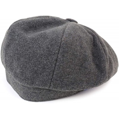 Newsboy Caps Men's Oversize XXL Wool 8 Quarter Satin Lined Winter Newsboy Cap - Charcoal - CM18IDQN5Z5 $36.74