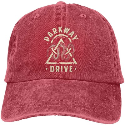 Baseball Caps Womens & Mens Unisex Design with Parkway Drive Logo Washed Hats Adjustable - Red - CG19334SQ3M $22.44
