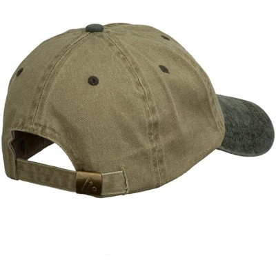 Baseball Caps US Route 66 Embroidered Pigment Dyed Washed Cap - Khaki Black - CY11ONZ19AT $24.53