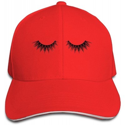 Baseball Caps Eyelash Casual Unisex Unstructured Cotton Cap Adjustable Baseball Hat Cap - Red - CD186EXNIXM $7.47