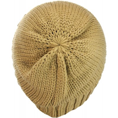 Skullies & Beanies Exclusive Two Way Cuff & Slouch Warm Knit Ribbed Beanie - Camel - CY125H8EU5R $11.28