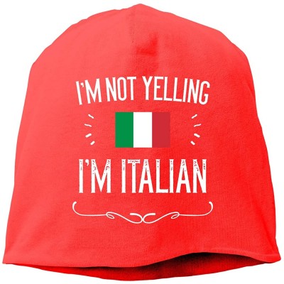 Skullies & Beanies I'm Not Yelling I'm Italian Wool Hat Women/Men Soft Stretch Knit Beanie Hat Winter Warm Skull Cap - Red - ...