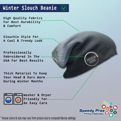 Skullies & Beanies Custom Slouchy Beanie Disc Golf Sport Embroidery Skull Cap Hats for Men & Women - Navy - CW18A7LAY94 $19.66