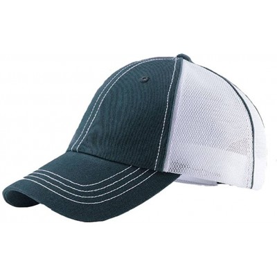 Baseball Caps Low Profile Cotton Twill Mesh Trucker Cap - Dark Green / White - CW11BX4N9ED $8.87