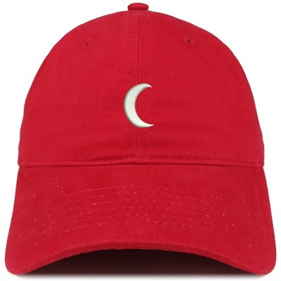 Baseball Caps Crescent Moon Embroidered Soft Low Profile Adjustable Cotton Cap - Red - C712O2G3QYZ $18.78