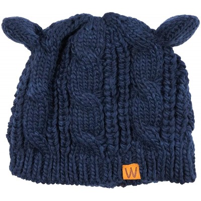 Skullies & Beanies Winter Warm Cable Knit Cat Ears Beanie - Blue - CT180GCG3GT $11.33