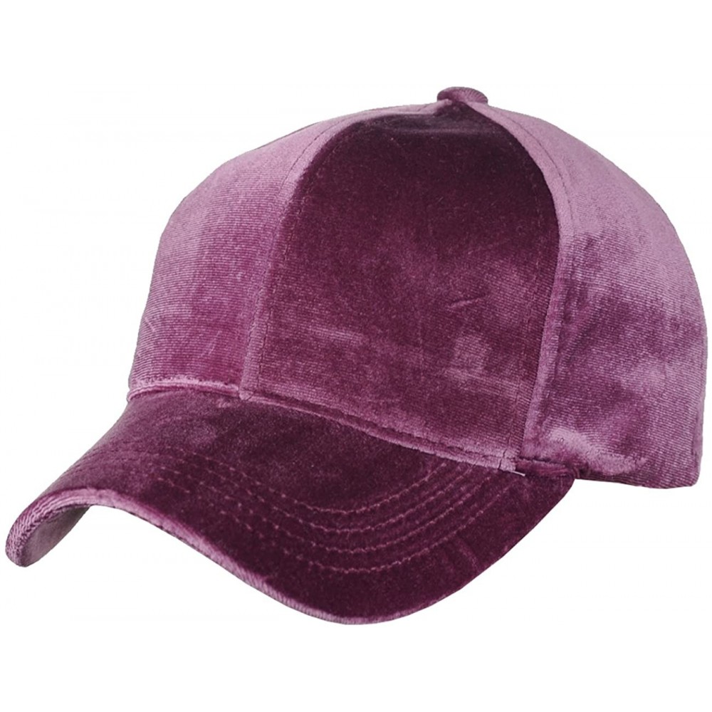 Baseball Caps Unisex Soft Velvet Crushable Blank Adjustable Baseball Cap Hat - Dark Rose - CY187DSC3A5 $13.13