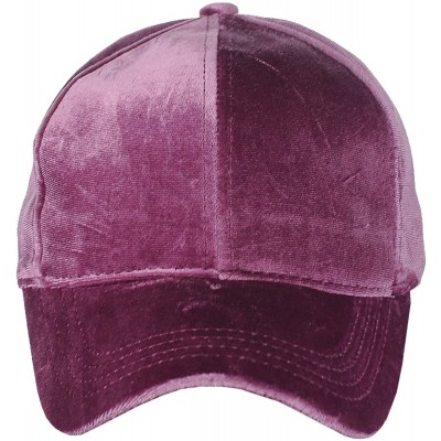 Baseball Caps Unisex Soft Velvet Crushable Blank Adjustable Baseball Cap Hat - Dark Rose - CY187DSC3A5 $13.13