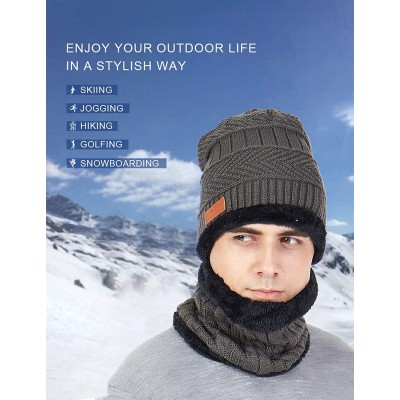 Skullies & Beanies Winter Men Hat Scarf Set- Beanie Hat Neck Warmer for Women - 2 Gery - CQ18I509UHI $10.71