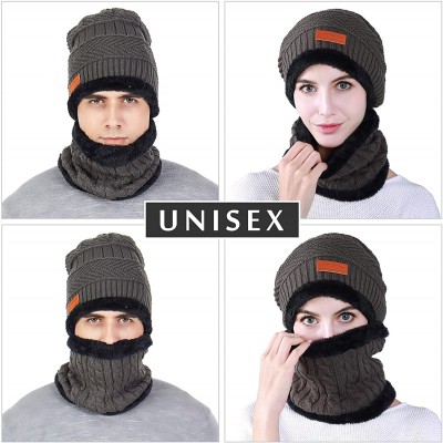 Skullies & Beanies Winter Men Hat Scarf Set- Beanie Hat Neck Warmer for Women - 2 Gery - CQ18I509UHI $10.71