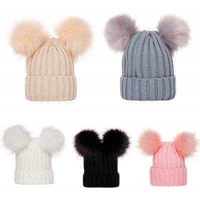 Skullies & Beanies Baby Knit Beanie Hat with Pom Pom Ball Warmer Slouchy Windproof Caps - White - CV18M4SGH52 $11.91