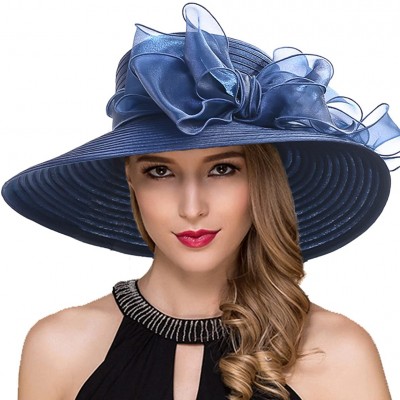 Bucket Hats Women Kentucky Derby Church Dress Cloche Hat Fascinator Floral Tea Party Wedding Bucket Hat S052 - S062-navy - CT...