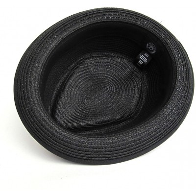 Fedoras Mens Summer Pork Pie Straw Hat - Black - CO12ESTMR65 $45.37