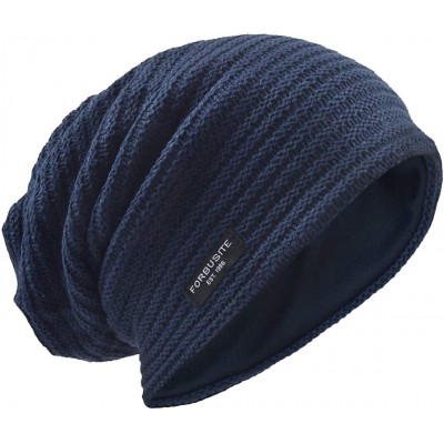 Skullies & Beanies Men's Slouchy Beanie Knit Crochet Rasta Cap for Summer Winter - Navy - CU12LUZGD3D $13.60