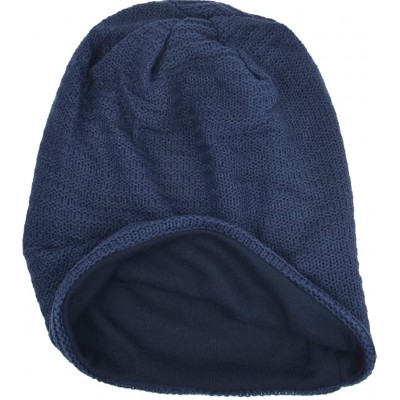 Skullies & Beanies Men's Slouchy Beanie Knit Crochet Rasta Cap for Summer Winter - Navy - CU12LUZGD3D $13.60