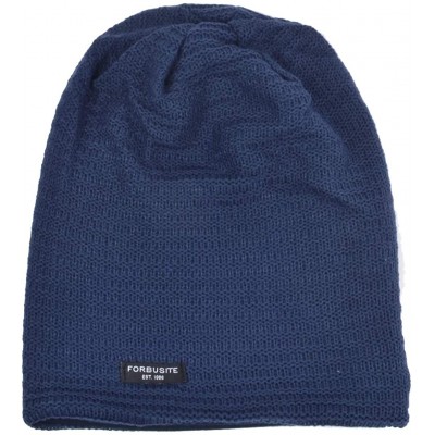 Skullies & Beanies Men's Slouchy Beanie Knit Crochet Rasta Cap for Summer Winter - Navy - CU12LUZGD3D $13.60