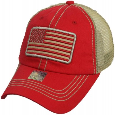 Baseball Caps US Flag Baseball Cap USA Mesh Trucker Fashion Hipster Golf Hiking Camping Hat - Red - CS18U3NUQGZ $15.52