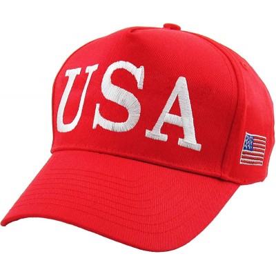 Baseball Caps Make America Great Again Our President Donald Trump Slogan with USA Flag Cap Adjustable Baseball Hat Red - CO12...