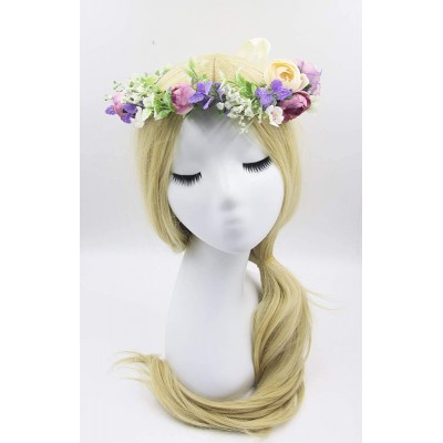 Headbands Flower Garland Crown Wreath Boho Floral Headband Halo Headpiece with Adjustable Ribbon for Wedding Party (13) - CZ1...