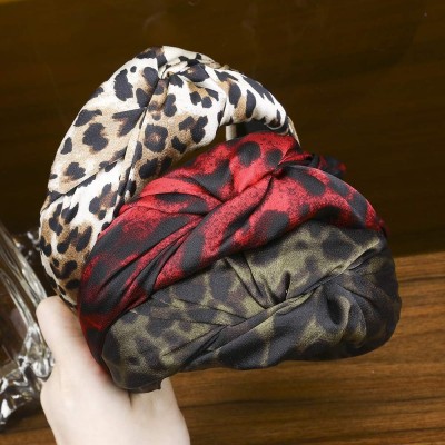 Headbands Knotted Headband Fashion Headpiece - Leopard Grain Rice White + Leopard Grain White - C7192LZH7KH $9.44