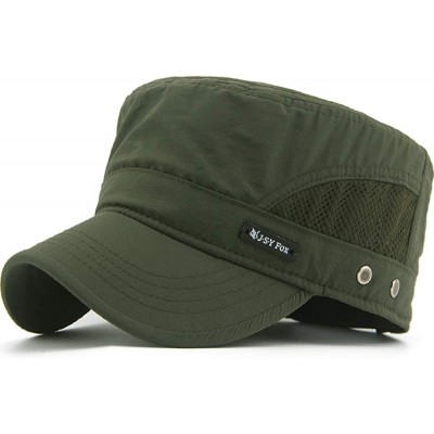 Baseball Caps Mens Womens Quick Dry Cadet Cap Waterproof Army Military Hat Flat Top Caps Mesh Inner - A-green - CN11ACXSQQV $...