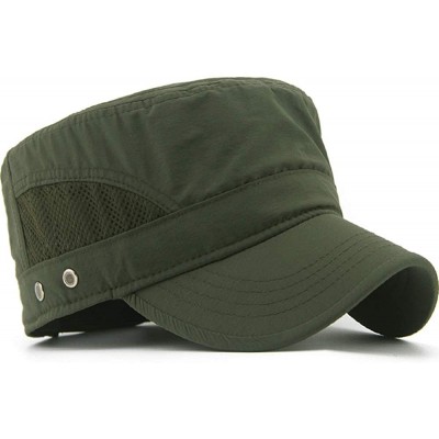 Baseball Caps Mens Womens Quick Dry Cadet Cap Waterproof Army Military Hat Flat Top Caps Mesh Inner - A-green - CN11ACXSQQV $...