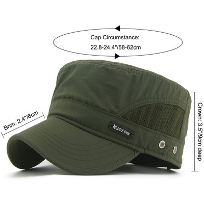 Baseball Caps Mens Womens Quick Dry Cadet Cap Waterproof Army Military Hat Flat Top Caps Mesh Inner - A-green - CN11ACXSQQV $...
