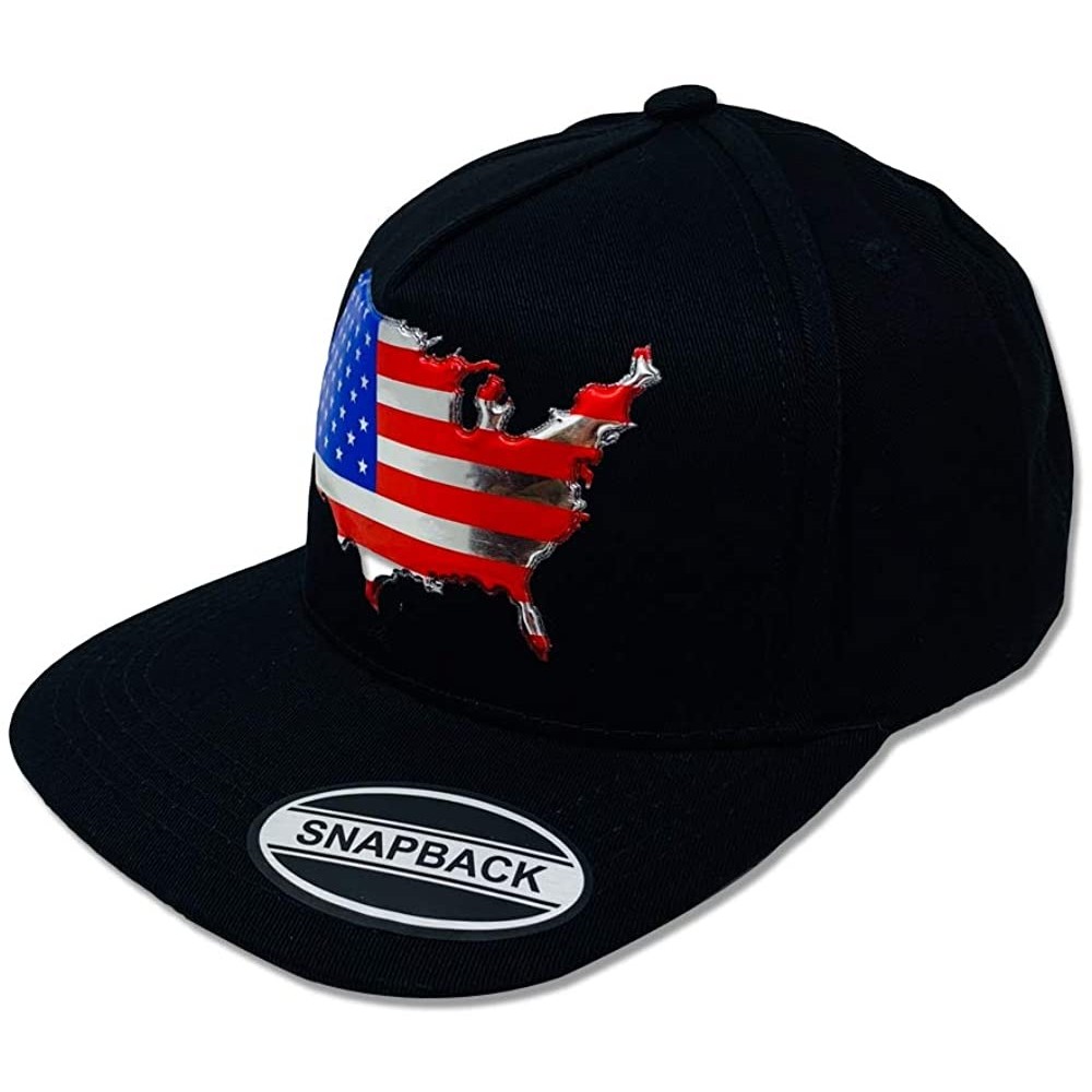 Baseball Caps USA Flag Snapback - Classic US Flag 3D Embroidered Baseball Cap - Embossed Us Map - Black - CU18KL7H5Q8 $10.10