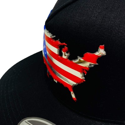 Baseball Caps USA Flag Snapback - Classic US Flag 3D Embroidered Baseball Cap - Embossed Us Map - Black - CU18KL7H5Q8 $10.10