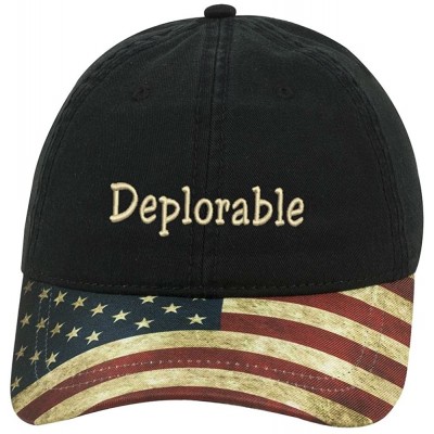 Baseball Caps DEPLORABLE AMERICAN Trump Unisex snap backs cap for Mens or Womens - Black With American Flag - CN12O2IWVN4 $18.68