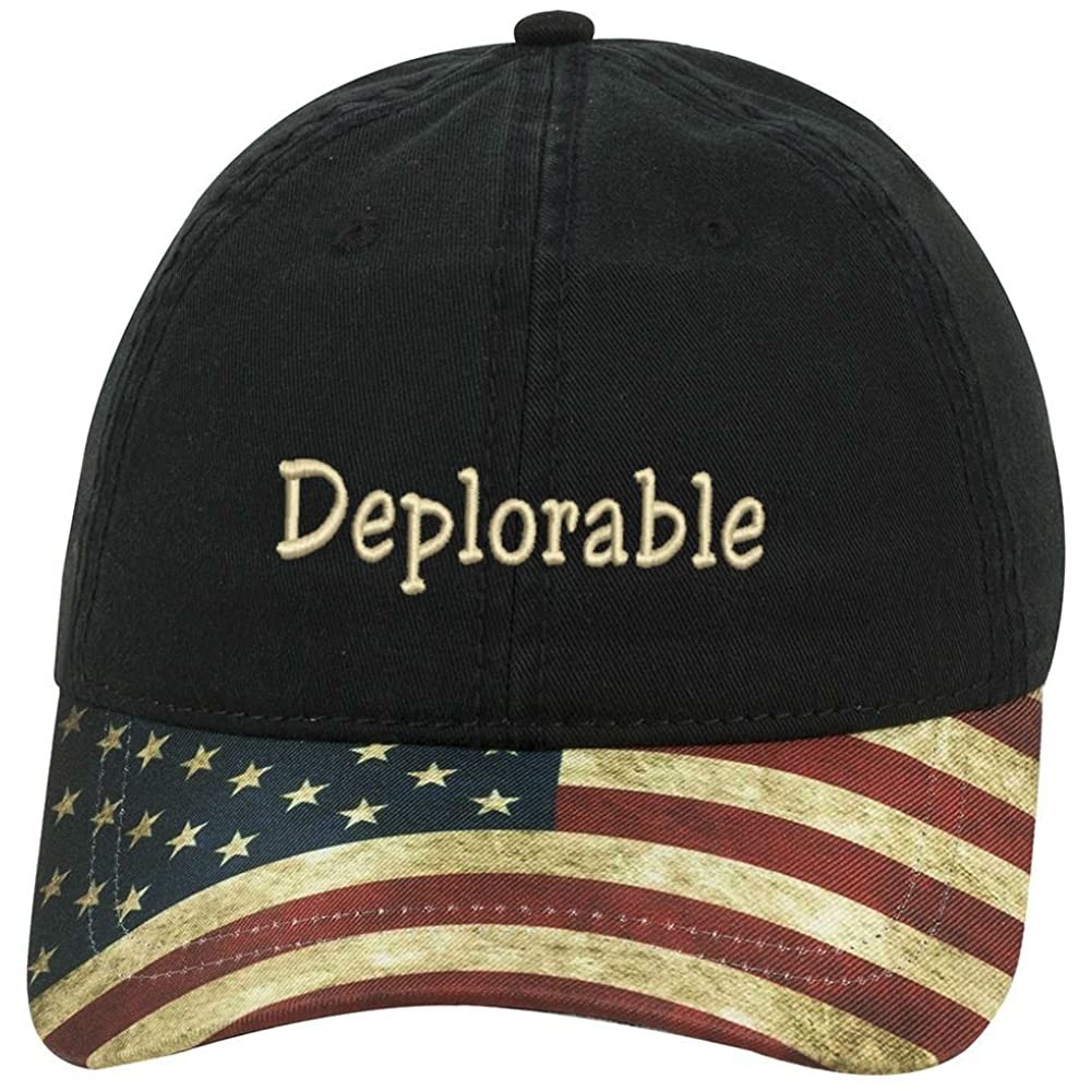 Baseball Caps DEPLORABLE AMERICAN Trump Unisex snap backs cap for Mens or Womens - Black With American Flag - CN12O2IWVN4 $18.68