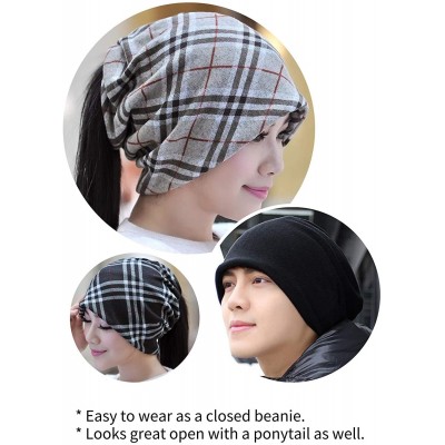 Skullies & Beanies 2 Pack Slouchy Ponytail Beanie Hat for Men Women Stretchy Multifunction Bandana Face Cover Jogging Cycling...