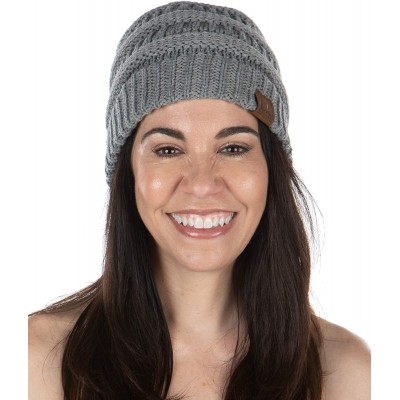 Skullies & Beanies Exclusives Womens Beanie Solid Ribbed Knit Hat Warm Soft Skull Cap - Heather Grey - CE18XAXQ9OE $9.96