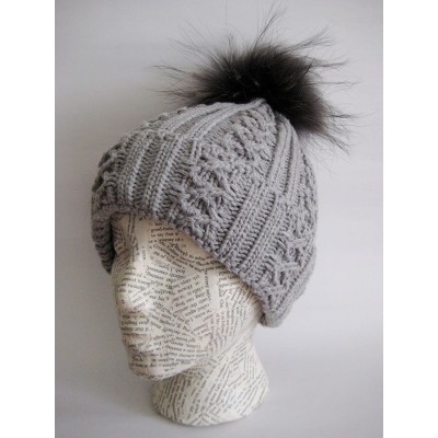 Skullies & Beanies Winter Women Asian Raccoon Pom Beanie Hat M-2013-340RN - Gray - C311KBGFPG9 $30.04