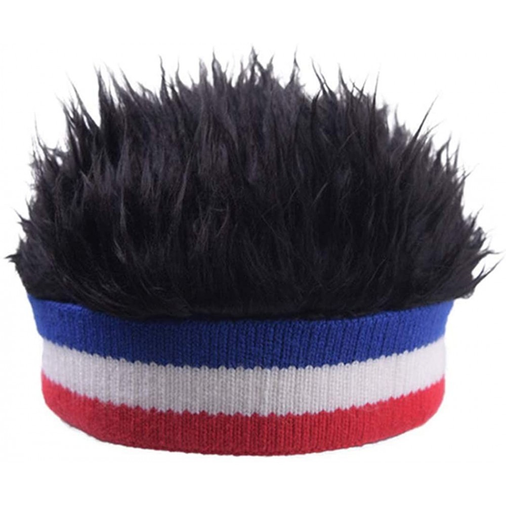 Visors Flair Hair Sun Visor Cap with Fake Hair Wig Baseball Cap Hat - Black Blue - CR1966I393R $35.52