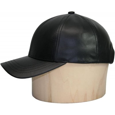 Baseball Caps Genuine Cowhide Leather Adjustable Baseball Cap Made in USA - Black/Gold - C611XLMEBZV $17.84