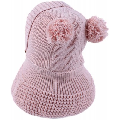 Skullies & Beanies Toddler Baby Fleece Lined Winter Hat Knit Windproof Hood Sarf Beanie - Pink - C618Z34H5AX $12.64