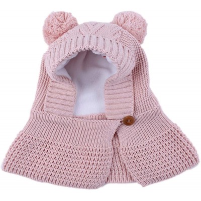 Skullies & Beanies Toddler Baby Fleece Lined Winter Hat Knit Windproof Hood Sarf Beanie - Pink - C618Z34H5AX $12.64