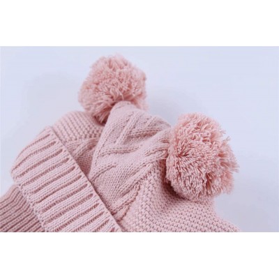 Skullies & Beanies Toddler Baby Fleece Lined Winter Hat Knit Windproof Hood Sarf Beanie - Pink - C618Z34H5AX $12.64