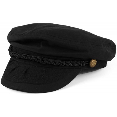 Newsboy Caps Men's Summer Cotton Greek Fisherman Sailor Fiddler Driver Hat Flat Cap - Black - CI12EU8ANS7 $17.50