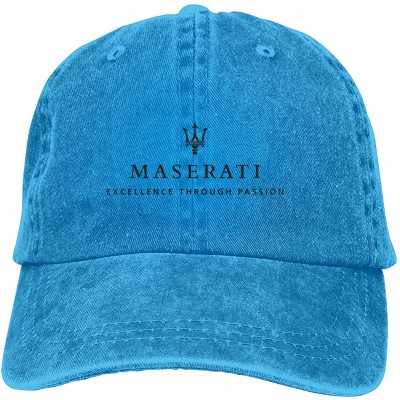 Baseball Caps Men Maserati Logo 100% Cotton Workout Cap Adjustable Unstructured Hat - Blue - CR18XUEM4E0 $14.75