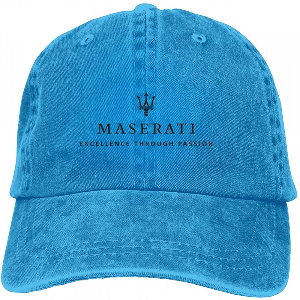 Baseball Caps Men Maserati Logo 100% Cotton Workout Cap Adjustable Unstructured Hat - Blue - CR18XUEM4E0 $14.75