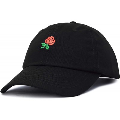 Baseball Caps Women's Rose Baseball Cap Flower Hat - Black - CL180YKAKH2 $14.34