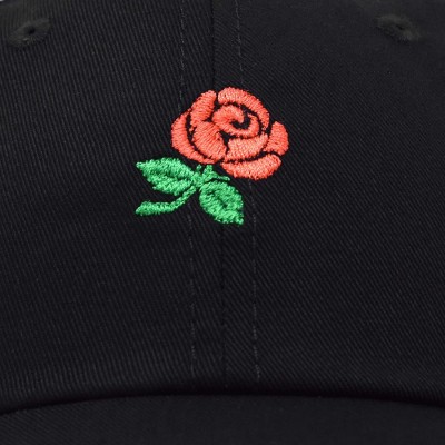 Baseball Caps Women's Rose Baseball Cap Flower Hat - Black - CL180YKAKH2 $14.34