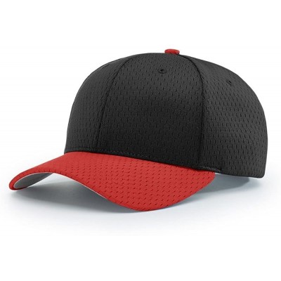 Baseball Caps 414 Pro Mesh Adjustable Blank Baseball Cap Fit Hat - Black/Red - CW1873ZODWX $12.74