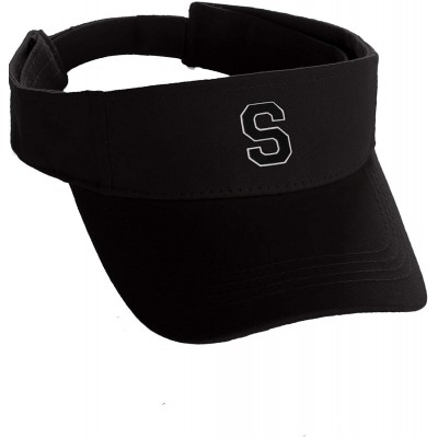 Visors Custom Sport Sun Visor Hat A to Z Initial Team Letters- Black Visor White Black - Letter S - CS18GS25T70 $11.99