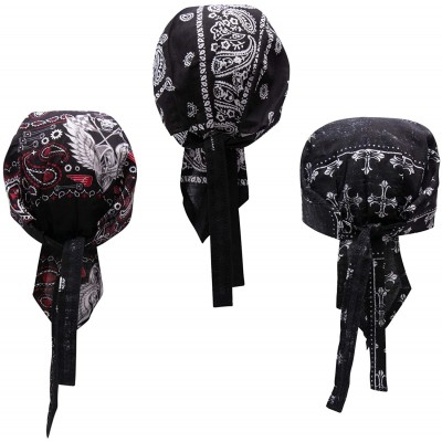 Skullies & Beanies Skull Caps - 100% Cotton in Patterned and Plain Colors- Pack of 3 - Biker 2 - CQ18E2EQDQ3 $11.17