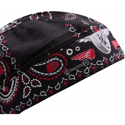 Skullies & Beanies Skull Caps - 100% Cotton in Patterned and Plain Colors- Pack of 3 - Biker 2 - CQ18E2EQDQ3 $11.17